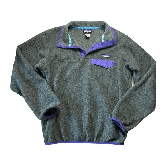Vintage 90’s Patagonia Synchilla Snap T Fleece Pullover Womens Small Gray/Purple